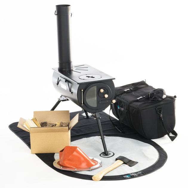 Frontier Plus Bell Tent Bundle. Wood Burning Stoves. Anevay Stoves