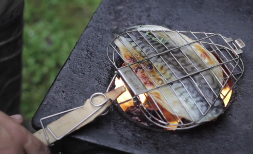 Grilled Mackeral - BBQ Recipe. Cooked on the Anevay Frontier™ Stove. Portable, outdoor wood burning stove.