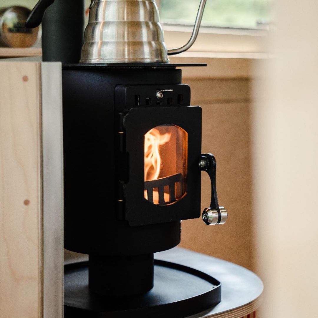 Anevay Shepherd Stove installed in a campervan